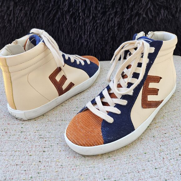 Sam Edelman Avon Kids High Tops Girl's Youth Size 3M Color Eggshell Multi - Picture 3 of 13